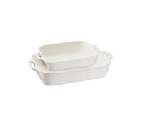 Set de Plats à Gratin, Céramique, 3 pièces (20x16 cm / 27x20 cm / 34x24 cm), Blanc Ivoire