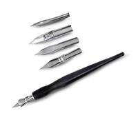 Set de Plume à Plonger- Kalligraphie Set, 1 Porte-Plume + 5 Plumes, Ideal pour Calligraphie, Sketches & Écriture Quotidienne, Adapté aux Calligraphes, Artistes & Débutants