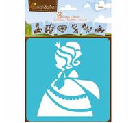 Avenue Mandarine Pochoirs 42836O – 6 pochoirs 15x15 cm, notice incluse – Princesses dès 3 ans
