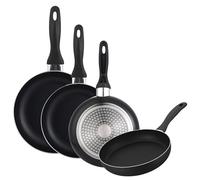 Set de poêles Ø16, Ø20, Ø24 et Ø28 cm, induction, anti-adhésive, en aluminium pressé, couleur noire
