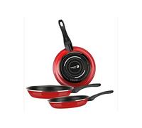 Set de Poêles à Frire Induction 20-24-28 cm Acier Emaillé, Antiadhésif sans PFOA,, Optimax, , Rouge