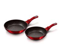 Set de Poêles à Frire Induction 22 - 26cm Aluminium Antiadhésif Marbre sans PFOA Berlinger Haus Burgundy Rouge 16026