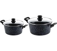 SET DE POELES - Casserole 24 CM + 28 CM - Marbre Noir