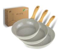 Set de poêles en céramique DIVORY Natura 20, 24, 28 cm - Induction, antiadhésives