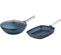 SET DE POÊLES Performance Westinghouse - Poêle wok 28 CM + Poêle grill 28 CM - Bleu Bleu