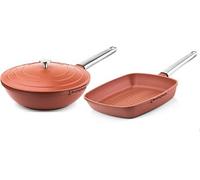 Westinghouse - Série performance - Poêle wok 28 CM + Poêle grill 28 CM - Rouge