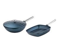 SET DE POÊLES Performance Westinghouse - Poêle wok 28 CM + Poêle grill 28 CM - Bleu Bleu