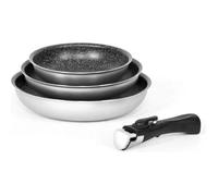 Set de poêles - SHOP-STORY - AM130 - 3 diamètres - Poignée amovible - Antiadhésif