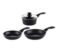 SET DE POELES - Poêle à frire 28 CM + 30 CM + Casserole 18 CM - Marbre Noir