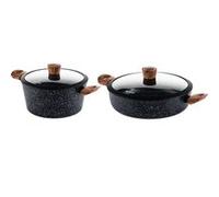 SET DE POÊLES Westinghouse - Poêle à frire 28 CM + Casserole 28 CM - bois de marbre noir Noir G