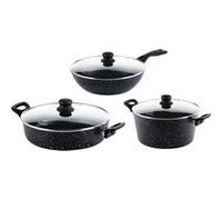 SET DE POÊLES Westinghouse - Poêle wok 30 CM + Casserole 28 CM + Casserole 28 CM - Induction - Marbre Noir Noir G