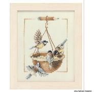 Set de point de croix Lanarte "Mangeoire et oiseaux", modèle de comptage