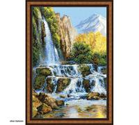 Set de point de croix Riolis "Paysage avec cascade", modèle de comptage
