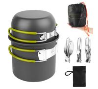 Set de Popote Bivouac, Casserole Camping Pliables en Aluminium, Vaisselle de Camping avec Couverts, Vaisselle D'extérieur pour Pique-Nique, Randonnée, Camping,Pots de Camping