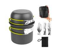 Set de Popote Bivouac, Casserole Camping Pliables en Aluminium, Vaisselle de Camping avec Couverts, Vaisselle D'extérieur pour