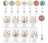 Set de porte-badge enrouleur rétractable avec cartes d’appréciation - enrouleur badge infirmière, porte-badge rétractable décoratif, attache badge pour carte pro, accessoires pour badges au quotidien