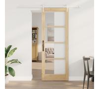 Set de porte coulissante vidaXL avec quincaillerie en bois massif de pin 78x211 cm, Porte intérieure vidaXL en verre 'ORKDAL'78x211x4 cm en bois massif de pin