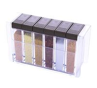 Set de Pots à Condiments en Acier Inoxydable Pot a epices en Verre et boisEns emble de 6 Pots à épices en Acier Inoxydable, boîte à assaisonnement, récipient de Rangement pour