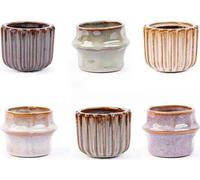 Set de pots - Barcelona - Set de 6 - Ø8 cm - Hauteur 6,4 cm - Céramique - Tons chauds de terre - Idéal pour les petites plantes d'intérieur & les boutures