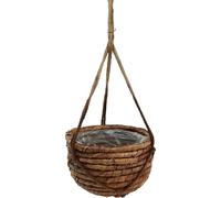 Set de pots de fleurs en jacinthe d'eau 2 tailles brun style macramé Paniers de plantes à suspendre 25/31cm