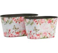 Set de pots de fleurs roses Décor bac à fleurs plastique 21,5/18,5cm