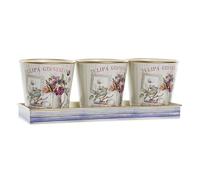 Set De Pots - Dkd Home Decor - Shabby Chic - Pvc Aluminium - Rose Doré - 38x13x14 Cm (X3)