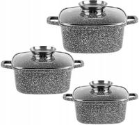 Set de pots en granit 6 El. Carré 20/24/28 Cm Aroma