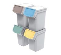 Set de poubelles Keden, pour le tri des déchets, 4x20 litres, cendres, Stackbox Q