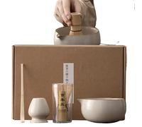 Set de poudre de matcha, fouet en bambou et bol, disponible en blanc, café, noir , blanc