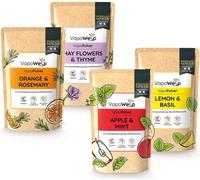 Set de poudre VapoWesp 4 sortes de 100g chacune Orange & Rosemary, Apple & Mint, Lemon & Basil, Hay Flowers & Thyme Parfum aromatique pour boîte à encens VapoWesp
