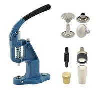 Set de presse à rivets avec presse à levier, outil à rivets et 50 pièces de rivets à double tête de 12 mm, argent, laiton | inoxydable | presse manuelle | DIY | Pour cuir, vêtements, jeans, ceintures