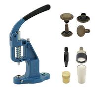 Set de presse à rivets avec presse à levier, outil à rivets et 50 pièces de rivets à double tête de 9 mm, antique, laiton | inoxydable | presse manuelle | DIY | Pour cuir, vêtements, jeans, ceintures