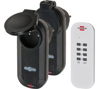 Brennenstuhl 1507031 Set 1 Télécommande et 2 Récepteurs Comfort-Line (Allumer et éteindre facilement les apprailes electrique, Utilisation en extérieur IP44), Noir & Blanc, Noir/Blanc, 2 Prises