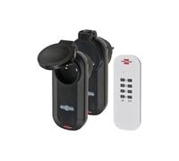 Brennenstuhl Télécommande et 2 récepteurs Comfort-Line 1507031 – IP44 Extérieur, 2 prises Noir/Blanc