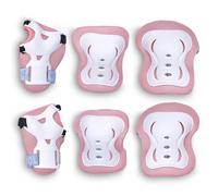 Set de protections enfants Apollo Protect Pro - genouillères, coudières, poignets - vélo - Rose / Coques Blanches - Taille M S