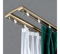 Set de Rail de RideauTringles À Rideaux Silencieuse Longueur 130-180 cm Rail de Rideau de Plafond Aluminium Séparation de Pièce pour Salon Bureau Chambre Robuste(Champagne,4.8m/15.75ft)