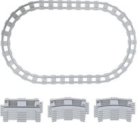 Set de Rails 18 Pièces - Rails de Chemin de Fer City avec Rails Droits, Courbes - Jouet Ferroviaire Dès 2 Ans - Cadeau Éducatif pour Garçons et Filles