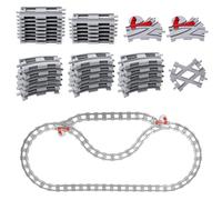 Set de Rails 47 Pièces - Rails de Chemin de Fer City avec Rails Droits, Courbes et Croisements - Jouet Ferroviaire Dès 2 Ans - Cadeau Éducatif pour Garçons et Filles
