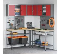 Set de rangement d'outils de table de 10 pièces vidaXL en bois d'ingénierie et métal rouge