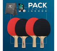 CORNILLEAU - Pack de 4X Raquettes d'intérieur + 1x Housse de Table Premium + Balles de ping-Pong 2* - Family Pack Indoor