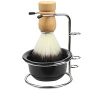Set de Rasage Homme Complet, Brosse, Bol et Support Inox Noir | Nylon, Plastique et Acier Inoxydable, Séchage Ordonné, pour Savonnette à Barbe, Usage Lavabo Domestique