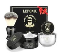 Set de rasage pour hommes, set de rasage pour hommes comprend bois de santal crème à raser, savon à raser, brosse à raser, bol de rasage pour coffret cadeau pour petit ami
