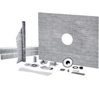Set de rebords de douche SucceBuy, 1219 x 1524 mm. Kit de receveur de douche avec bride centrale en ABS de 50,8 mm. Membrane étanche, grille en acier inoxydable et joint d'étanchéité. Barres de pente
