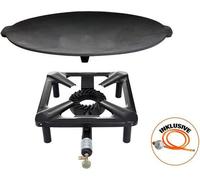 Set de réchaud à tabouret (grand) avec plaque de gril en fonte Ø 45 cm, tuyau de gaz et régulateur inclus