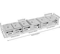 Set de récipients à épices en acier inoxydable, 6 compartiments, durable et facile à nettoyer, argenté