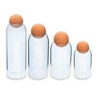 Intirilife Set de récipients de Conservation en Verre avec Boule en liège Set de 4 pièces - 1.2 L/930 ml/670 ml/400 ML de contenance - Récipients de Stockage pour Aliments Bonbons Épices Café Sucre