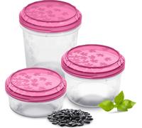 Set de Récipients Plastique pour Aliments Rond 3 Pièces Récipients Rose