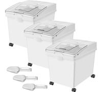 Set de récipients pour farine et riz - Capacité 25 kg - Pack de 3 boîtes de rangement pour la cuisine - Dimensions : 35,5 x 50 x 45 cm - Boîtes à provisions blanches - Idéal pour les céréales et les p