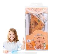 Set De Règles Cartoon - Équerre, Rapporteur, Règle | Kit Capybara Pour Apprentissage, Mathématiques, Dessin, Outils Pour Bureau, Classe Ou Projets Créatifs