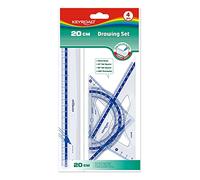 Set de règles scolaires - Règle de 20 cm - Carré 45° - Carré 60° - Rapporteur d'angle 180° - Matériau plastique très résistant Keyroad